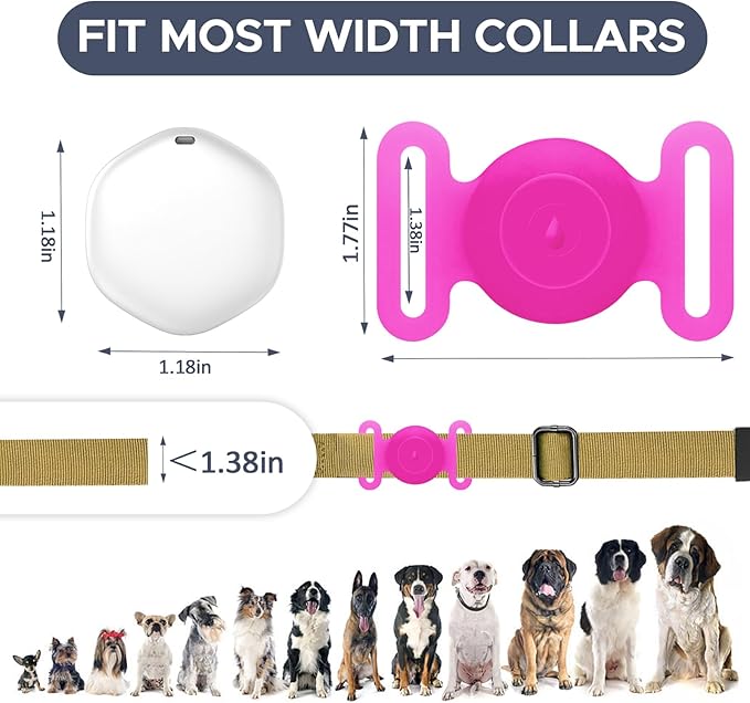 GPS Tracker for Dogs, Mini GPS Cat Tracker, Dog Tracking tag with Holder, No Monthly Fee,Work with Apple Find My(iOS Only),Dog Tracking Device,Anti-Lost,Finder Tag for Vehicles/Pets/Kids/Items (YPink)