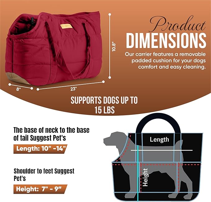 Cozy Plush Pet Carrier Purse - Secure Harness Clip, Lightweight Tote Design for Small Dogs and Puppies (Red)