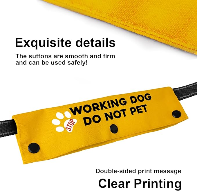 YROVWENQ Do Not Pet Dog Leash Wrap Yellow for Dogs Rope with Message - Hilarious Gift Idea for Pet Birthdays and More (Working Dog Do Not Pet Sleeve)