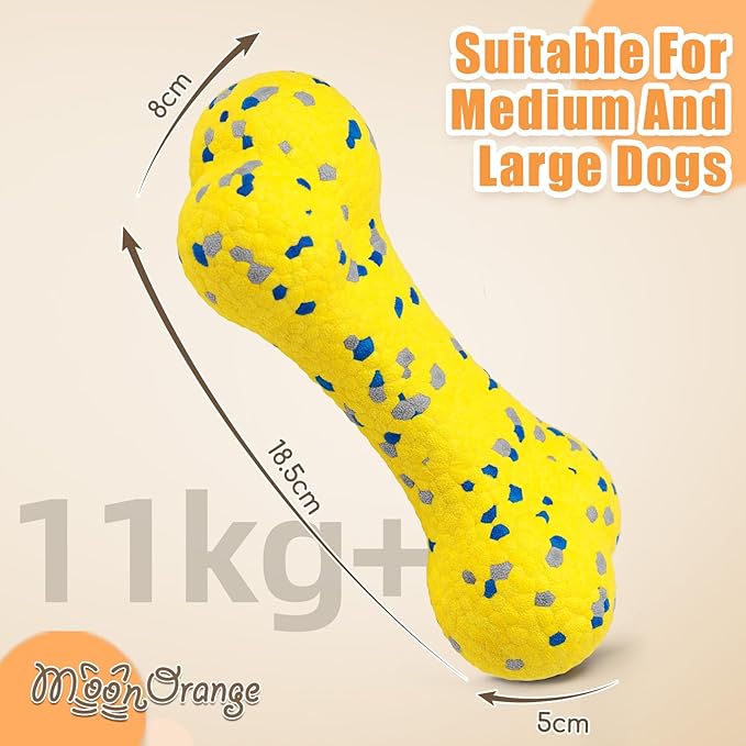 Upgrade Bone Dog Balls Tough Dog Toys for Aggressive Chewers, Indestructible Chew Bone Toy Tennis Balls for Large Breed (Yellow)