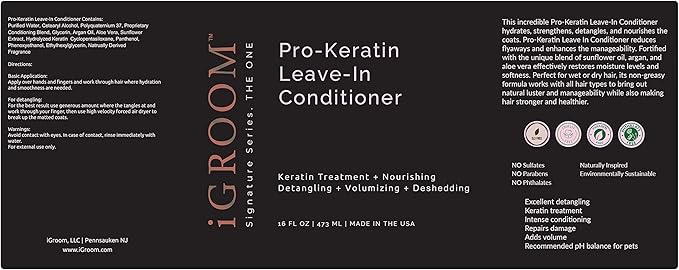 iGroom Dog Groomers Bundle - Argan & Vitamin E Dog Shampoo Concentrate, Enhanced Cleaning, 16 oz - Pro-Keratin Leave-in Conditioner, Excellent Detangling, 16 oz