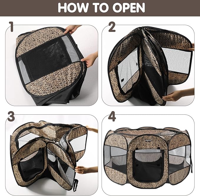 Lucky Monet Portable Dog Cat Playpen Small Dog Puppy Kitten Play Pens Indoor Pop Up Travel Dog Pen for Outdoor Camping Use