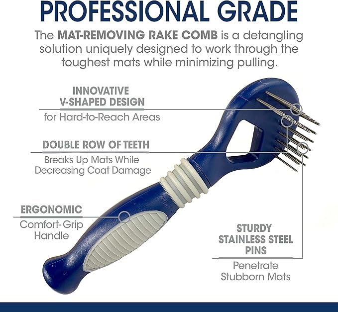 Four Paws Magic Coat Professional Series Mat Removing Dog Rake Comb