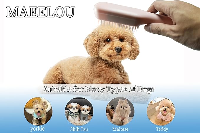 Stretchable Puppy Brush , Soft Dog Brush - Gentle Grooming Brush for Small Dogs, Perfect for Yorkie, Shih Tzu, Maltipoo ,Dog Hair Remover Brush (Pink)