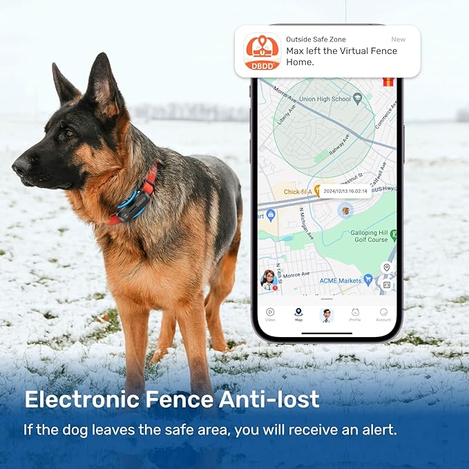 AI GPS Tracker for Dogs (30lbs+), Real Time Location and AI Vet Health Management, Electronic Fence, Waterproof, iOS and Android Universal(Black)
