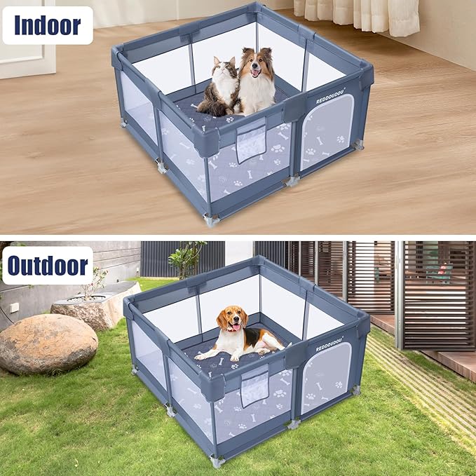 50×50×27 Inch Pet Whelping Box, Doggy Play Pen for Pets, Dogs, Puppies, Kitten, Dog Playpens Indoor with Machine Washable Urine Pad - Small Puppy Playpen, Rabbit Pen Indoor