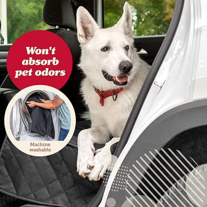 Lusso Gear Dog Car Seat Cover for Back Seat - Waterproof Dog Seat Cover for Back Seat - Non-Slip Back Seat Cover Stays in Place - Black Rear Seat Cover for Car, Truck and SUV - Car Seat Protector