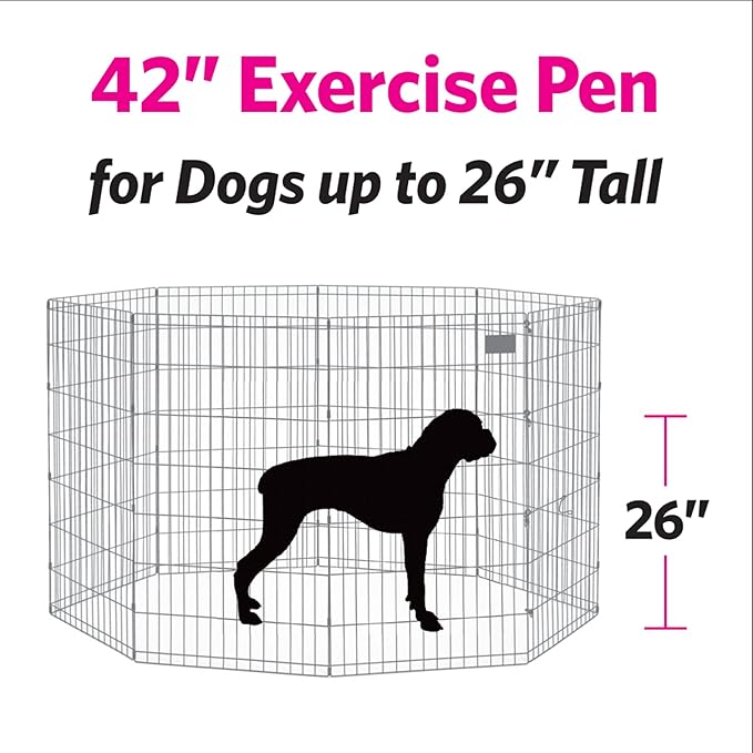 MidWest Homes for Pets Dog Exercise Pen & Playpen, 24" W x 42" H, No Door, Black