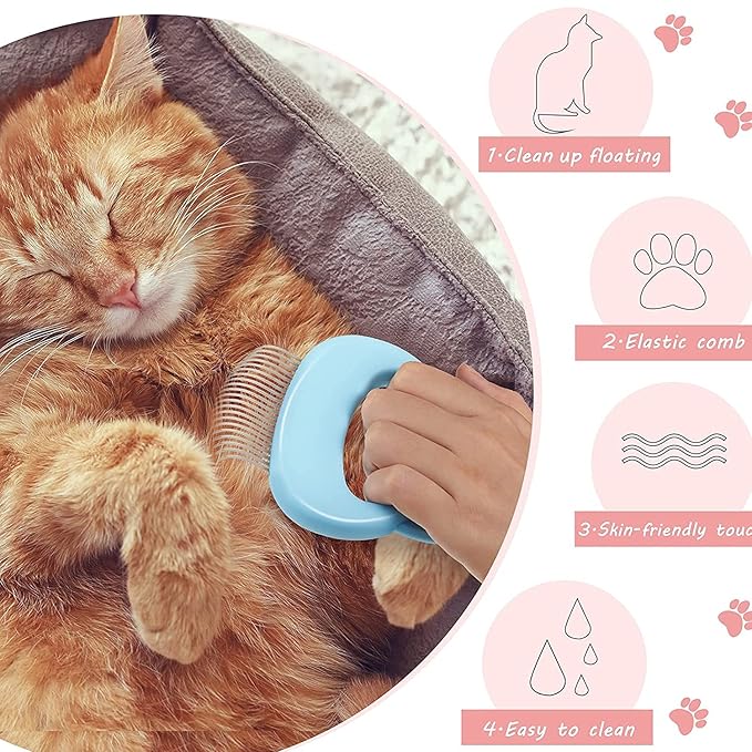 2 Pcs Cat Combs, Soft Fine Teeth Cat Hair Comb Pet Massage Comb, Short Long Hair Removal Massage Cat Shell Comb, Dog Cat Deshedding Brush Grooming Comb for Shedding Matted Fur, Knots & Tangles (pink)