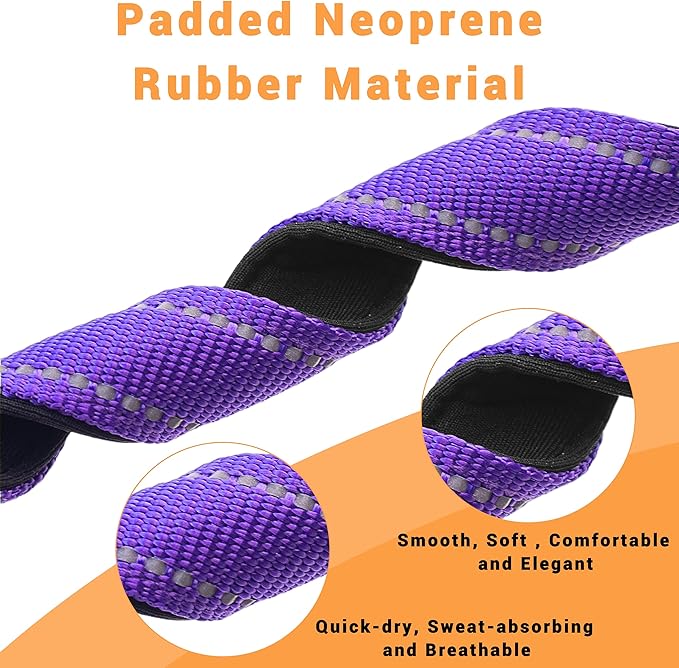 2 Pack Reflective Dog Collar with Safety Locking Buckle, Adjustable Soft Breathable Comfortable Nylon Pet Collar for Small, Medium and Large Dogs, Purple, S