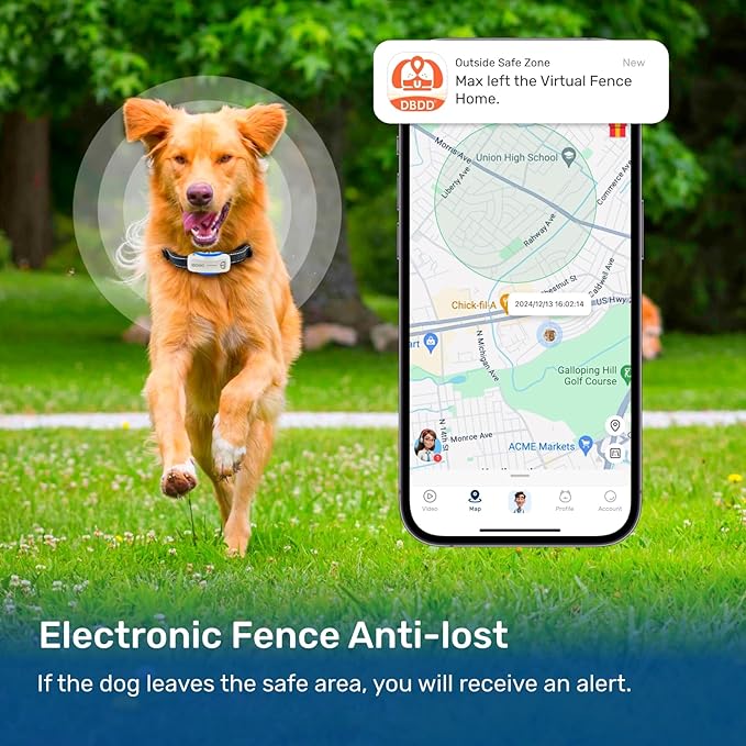 AI GPS Tracker for Dogs (30lbs+), Real Time Location and AI Vet Health Management, Electronic Fence, Waterproof, iOS and Android Universal(White)