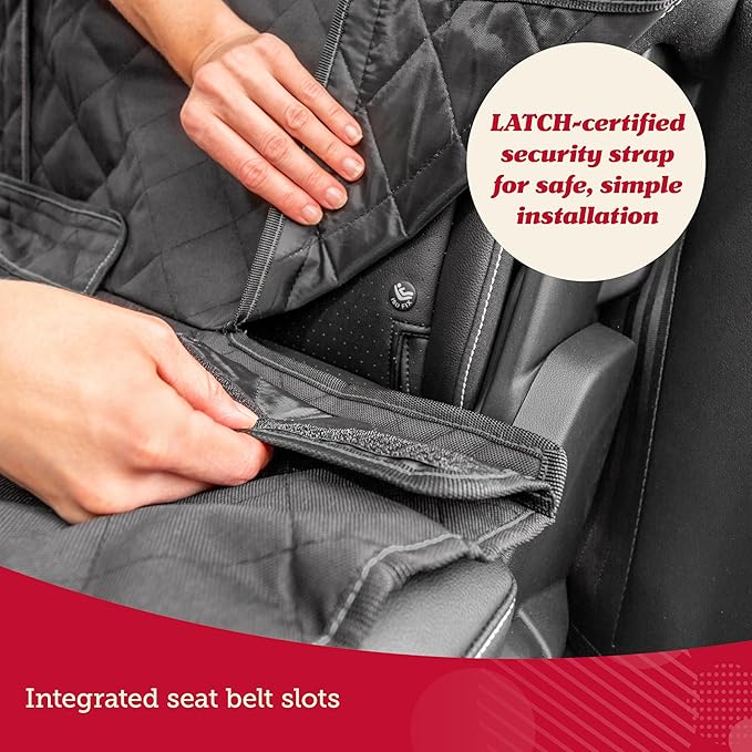Lusso Gear Dog Car Seat Cover for Back Seat - Non-Slip Black Cover Stays Securely, Fits Your Car, Truck, & SUV, Pack with Leash/Bowl - Waterproof Dog Seat Cover for Back Seat