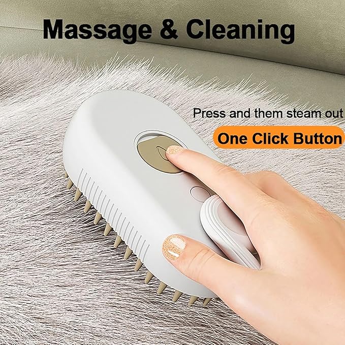 3 in 1 Cat Steam Brush for Shedding, Portable Anti-Static Grooming Comb for Cats & Dogs, Steam Misting Water Brush, Self-Cleaning Pet Hair Remover, Indoor Cat Spray Brushes for Cats & Dogs