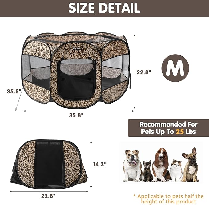 Lucky Monet Portable Dog Cat Playpen Small Dog Puppy Kitten Play Pens Indoor Pop Up Travel Dog Pen for Outdoor Camping Use