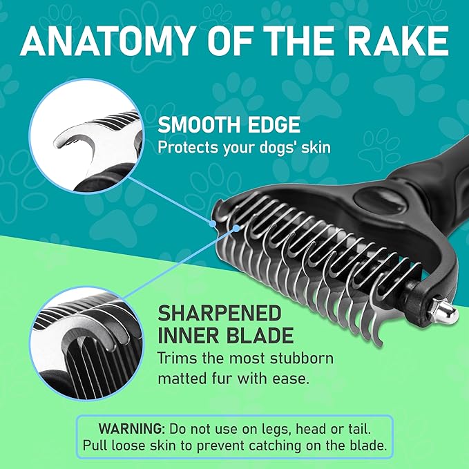 Maxpower Planet Hair Brush - Double Sided Shedding, Dematting Undercoat Rake for Dogs and Cats, Extra Wide Dog Grooming Brush, Reduce Shedding by 95%, Black