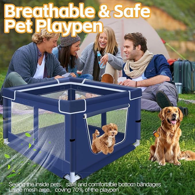 42 Inches Dog Playpens,Puppy Playpen with Gate for Puppies or Small Dogs, Dog Fence Pet Playpen for Indoor & Outdoor
