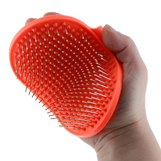 Raw Paws Grooming Brush, 1 ct - Hand-Held Rubber Tipped Pin Brush for Dogs & Cats - Dog Pin Brush - Dog Brush for Shedding - Bath Brush for Dogs with Short Hair & Long Hair - Dog Grooming Brush