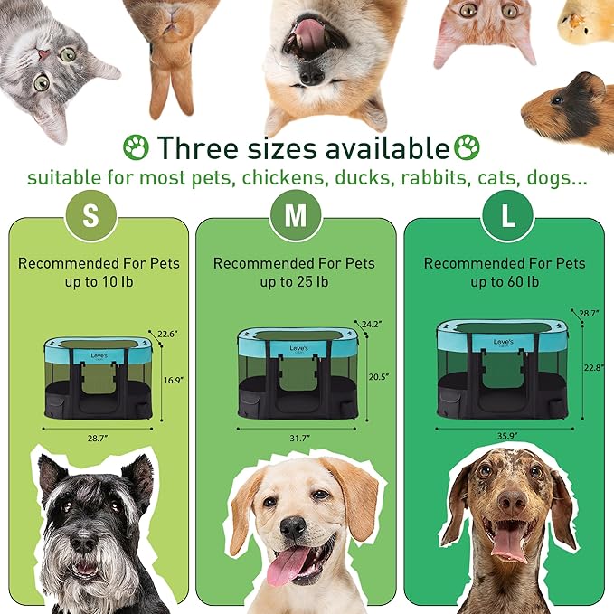 Love's cabin Pet Puppy Dog Playpen, Large Dog Tent Crates Cage Indoor/Outdoor, Portable Exercise Playpen for Dog and Cat, Foldable Pop Up Dog Kennel Playpen with Carring Case (L, Green)
