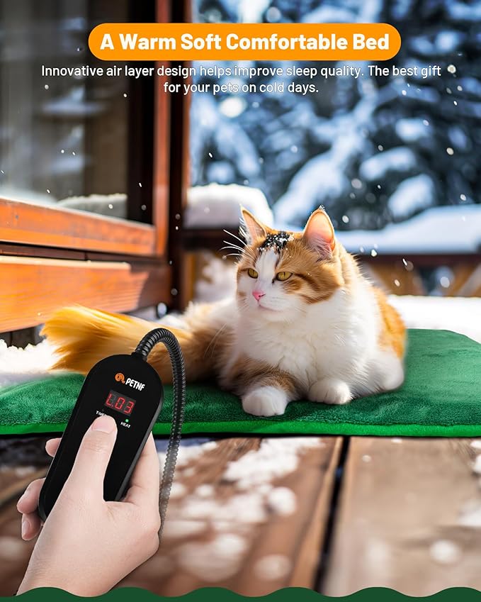 PETNF 2024 Pet Heating Pad with APP Remote Control, Indoor Outdoor Heated Pet Bed with Temperature Time Adjustment & Waterproof Cover, Electric Pet Heated Bed Pads