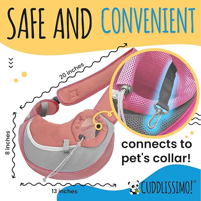 Pet Sling Carrier - Small Dog Puppy Cat Carrying Bag Purse Pouch - for Pooch Doggy Doggie Yorkie Chihuahua Baby Papoose Bjorn - Hiking Travel Front Backpack Chest Body Holder Pack (Red)