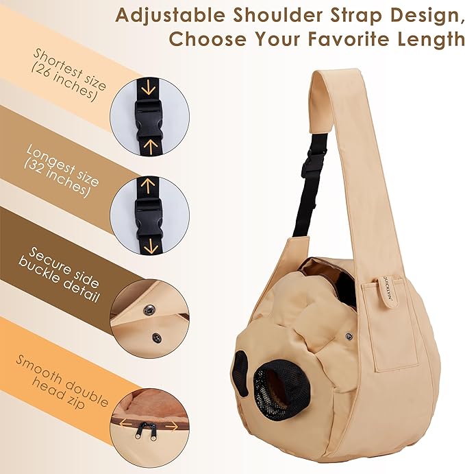 Small Dog Carrier Sling and Pet Nest, Soft-Sided Pet Sling Carrier with Thick Padded, Reversible Puppy Pouch with Breathable Mesh, Adjustable Strap, Dual-use Dog/Cat Travel Bag/Bed for Outdoor(5-22lb)