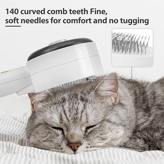 Steam Brush for Cats,3 in 1 Steamy Pet Brush Dog for Shedding for Indoor Cats,Water Brush for Cats Dogs,Spritz Defur Comb for Cats,Pet Grooming Brush Removal Comb with Spray for Cats(White)