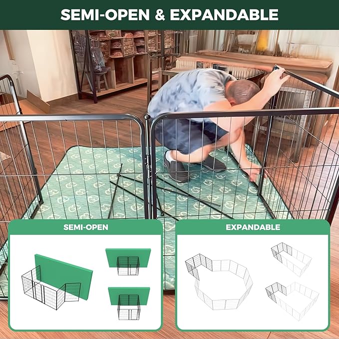 FXW Homeplus Dog Playpen for Indoor Use - Stress-Free and Safe Play, Heavy Duty 45 Inch 6 Panels Dog Pen for Large Dogs, Black│Patented