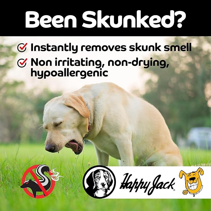 HAPPY JACK Mephidide Anti Skunk Shampoo for Dogs, Cats, Pets – Hypoallergenic Skunk Odor Remover for Dogs – Deodorizing Dog Shampoo (16oz)