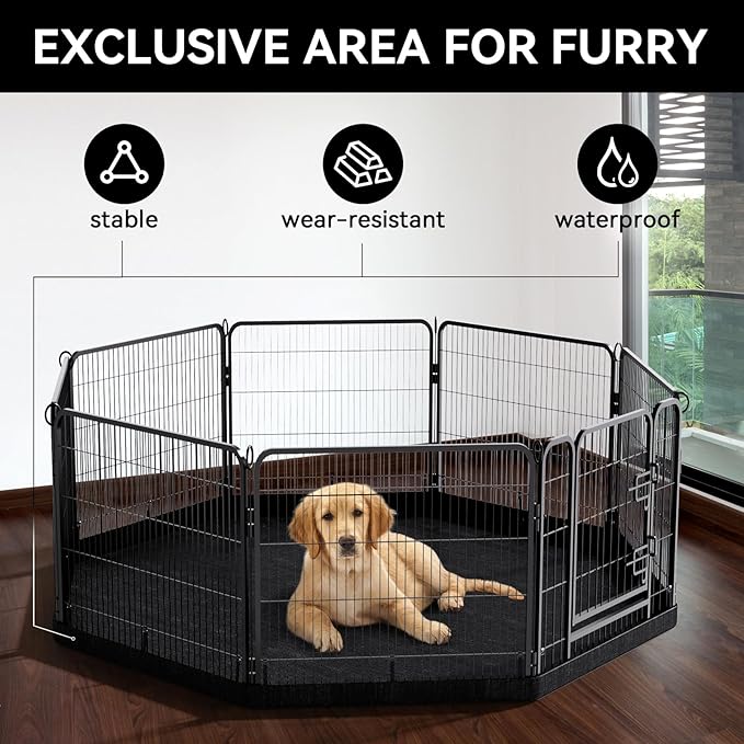 PJYuCien Dog Playpen Plus Storage Bag for Camping, 32" H Dog Pen with Extra Hard Bottom and Top,Heavy Duty Foldable Puppy Playpen for Puppies/Small and Medium Dogs, 8 Panels