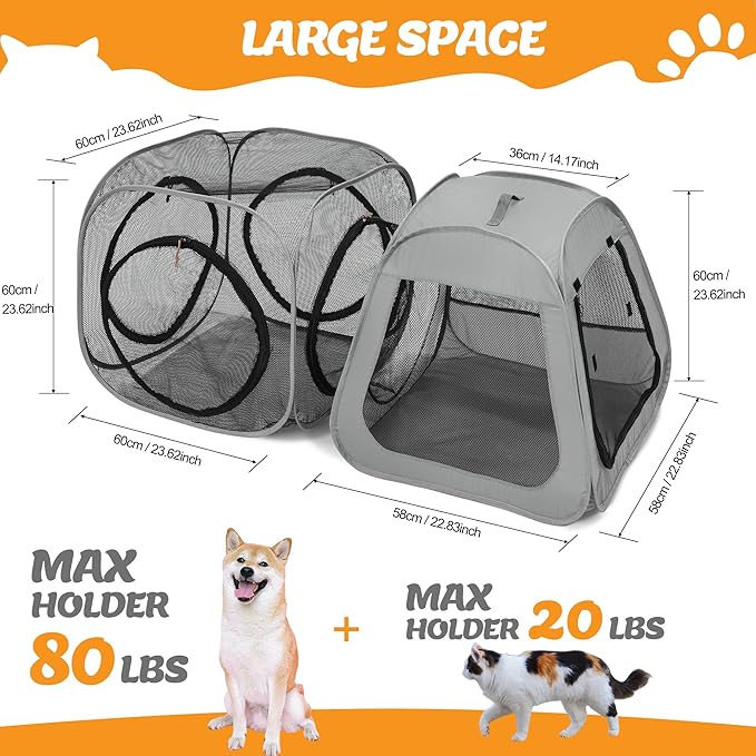 Portable Cat Playpen, Trapezoidal Design for Better Standing, Foldable Pet Tent for Indoor and Outdoor Use,Dog Playpen, Outdoor Cat Tent, Cat Houses & Condos for Kitten,Cat,Puppy and Small Animals.