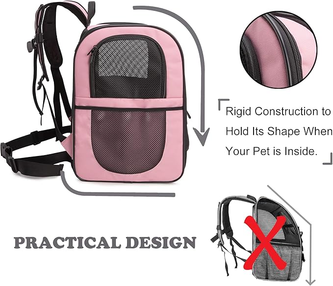 Apollo Walker Pet Carrier Backpack for Large/Small Cats and Dogs, Puppies, Safety Features and Cushion Back Support for Travel, Hiking, Outdoor Use (Pink)