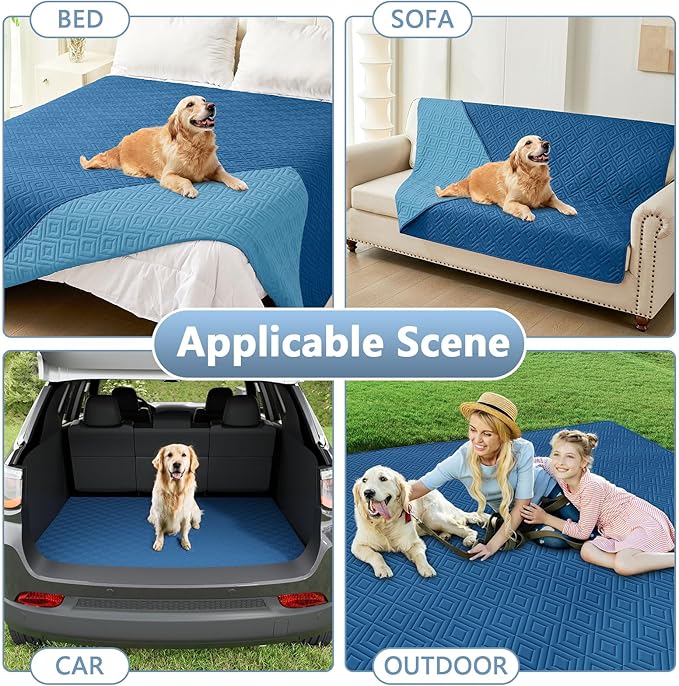 hyha Waterproof Dog Blanket, Soft Dog Bed Cover Pet Blankets, Waterproof Sofa Couch Cover for Dogs Washable, Reversible Pet Couch Covers for Sofa Furniture (30x53 Inch, Navy Blue/Blue)