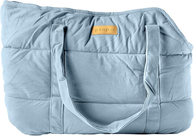 Cozy Plush Pet Carrier Purse - Secure Harness Clip, Lightweight Tote Design for Small Dogs and Puppies (Light Blue)