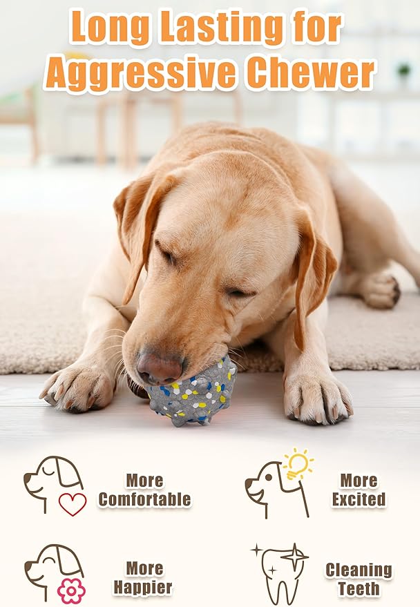 Dog Balls for Aggressive Chewers,Indestructible Tennis Balls for Dogs, Durable Bouncy Dog Toy Balls, Interactive Dog Toys for Fetch Game, Lightweight Floating Balls (Grey Medium)