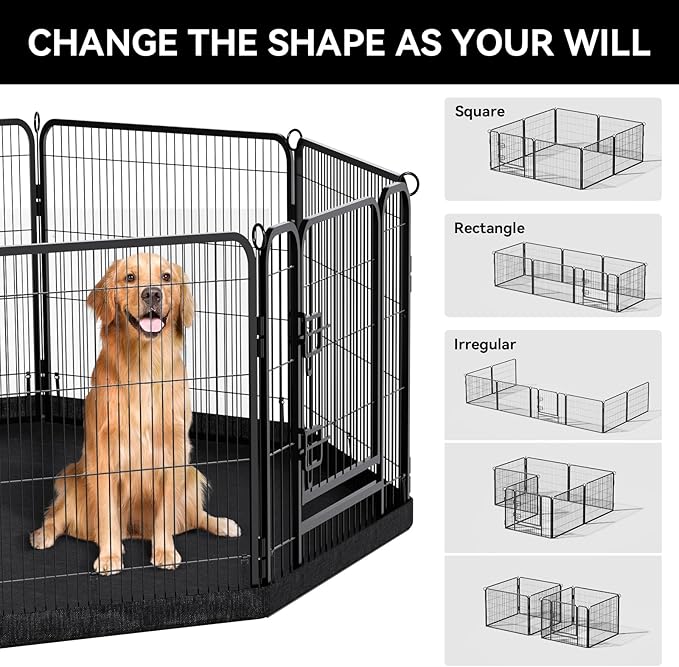 PJYuCien Dog Playpen Plus Storage Bag for Camping, 24" H Portable Dog Pen with Extra Hard Bottom, Heavy Duty Puppy Playpen for Puppies/Small Dogs, 8 Panels