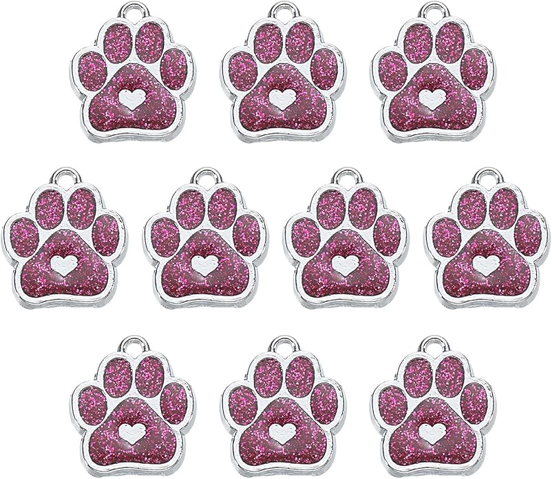 MECCANIXITY Cat Dog Paw Charm Footprint Paw Print Charm Alloy Enamel Pendants for DIY Jewelry Making, Earrings Necklaces Bracelets, Crafts