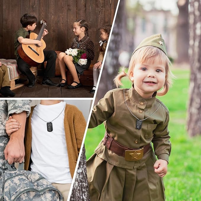 Therwen 62 Pieces Military Dog Tags for Kids Set Including 30 Aluminum Blank Dog Tag 30 Ball Stainless Steel Beaded Necklaces and 2 Erasable Markers for DIY Crafts(Black)
