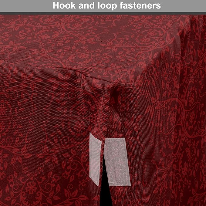 Lunarable Burgundy Dog Crate Cover, Intricate Spring Motifs Abstract Style Blossoming Branches Flower Buds, Easy to Use Pet Kennel Cover for Medium Large Dogs, 42 Inch, Burgundy Red