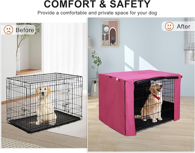 HiCaptain Dog Crate Cover for 36 Inches Wire Crate, Heavy-Duty Breathable Pet Kennel Covers Fit for 1 2 Doors Standard Wire Crate (Pink 36 inches)