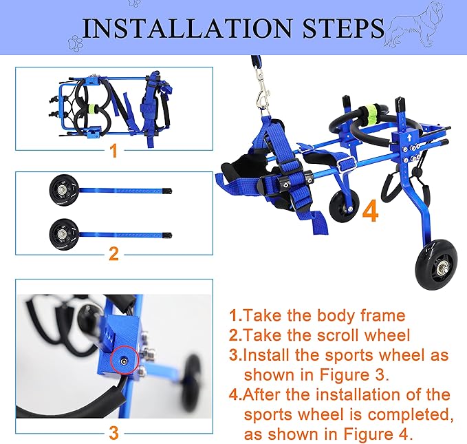 Adjustable Dog Wheelchair for Back Legs,Pet/Doggie Doggy Wheelchairs with Disabled Hind Legs Walking (XS-Blue)