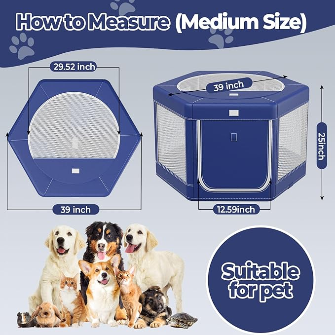 45x45x25 Inches Puppy Dog Playpen,Fabric Mesh Dog Fence,Portable Soft Playpen for Cats, Breathable Exercise Pet Play Pen Indoor,Removable Zipper Top,Tear Resistant Fabric,Safe & Sturdy