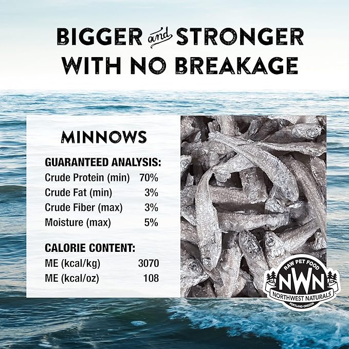 Northwest Naturals Raw Rewards Freeze-Dried Minnow Treats for Dogs and Cats - Bite-Sized Pieces - Healthy, 1 Ingredient, Human Grade Pet Food, All Natural - 1 Oz