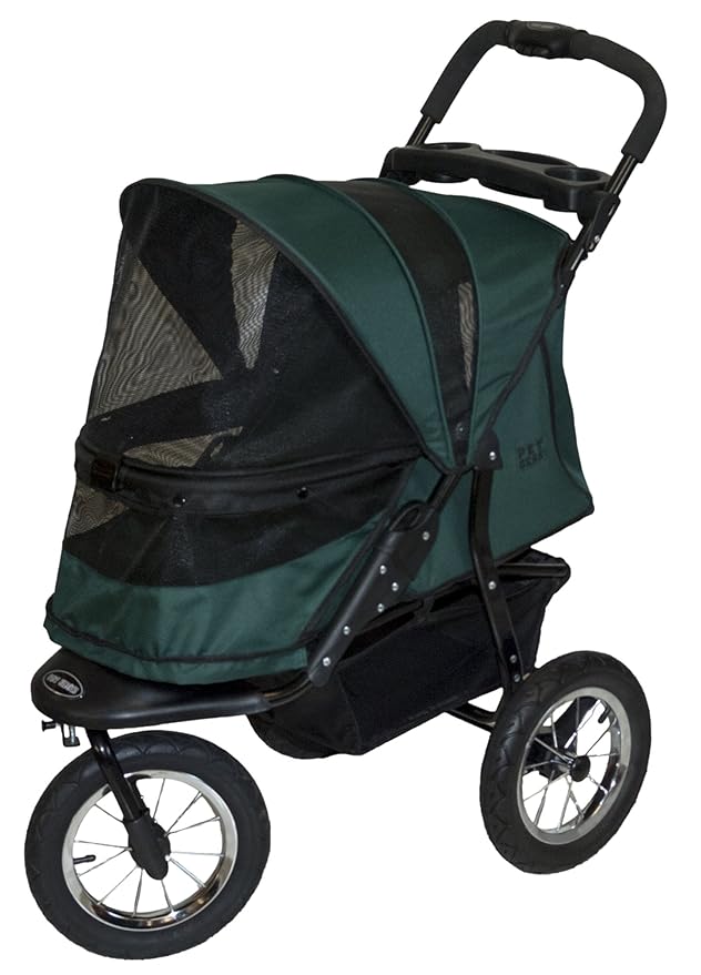 Pet Gear No-Zip Jogger Pet Stroller for Cats/Dogs, Zipperless Entry, Airless Tires, Easy One-Hand Fold, Cup Holder + Storage Basket
