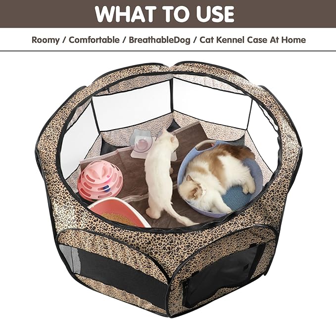 Lucky Monet Portable Dog Cat Playpen Small Dog Puppy Kitten Play Pens Indoor Pop Up Travel Dog Pen for Outdoor Camping Use