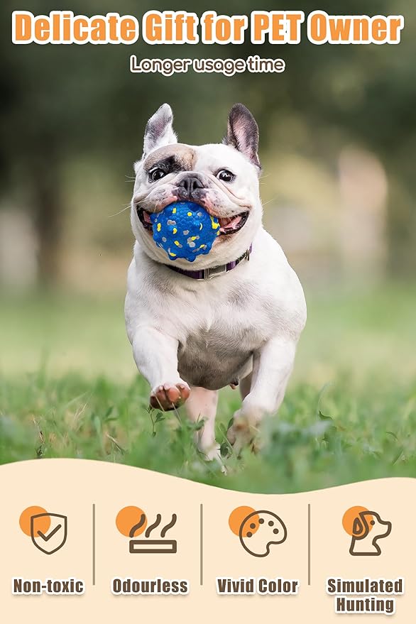 4Pcs Dog Balls for Aggressive Chewers, Indestructible Dog Tennis Balls, Durable Bouncy Dog Toy Balls, Dog Balls for Teething, Interactive Dog Toys for Fetch Game Large
