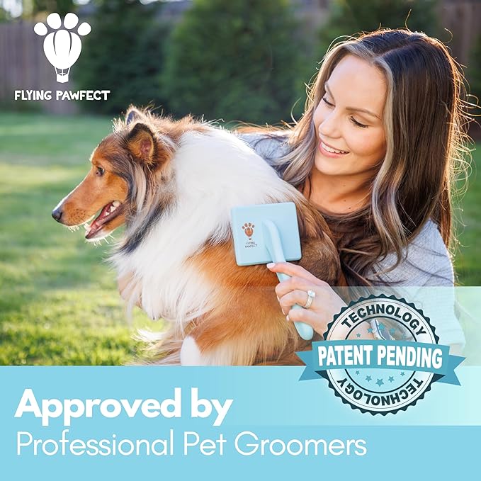 Dog Slicker Brush for Grooming Pet Hair - Best Brushes For Poodle & Golden Doodle - Long Haired Brush For Dogs - Goldendoodle Long Pin Brush For Dematting- Ideal Gift for Pet Groomers