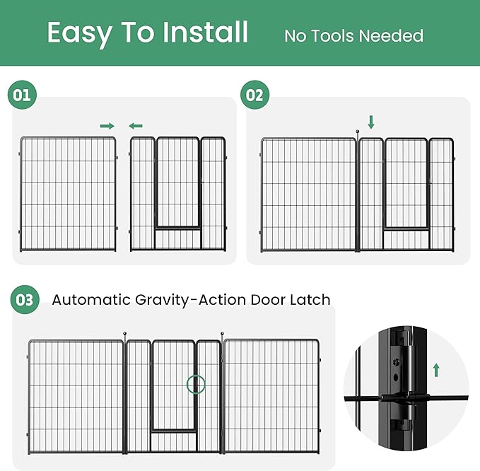 InfiniPower Dog Playpen for Yard, RV, Camping, 24 Inch 16 Panels Play Pen Indoor, Heavy Duty Indoor Outdoor Exercise Dog Pen for Puppies/Small Dogs, Black