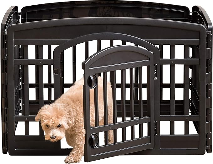 IRIS USA 24” 4-Panel Playpens for Dog, Puppy, Black and White Set