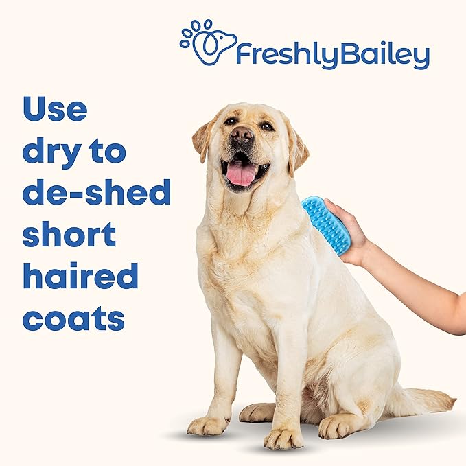 Rubber Curry Brush Dog for Short Haired Dogs - Soft & Gentle Deshedding Brush - Use Wet as Bath Brush or Dry for Grooming Loose Hair