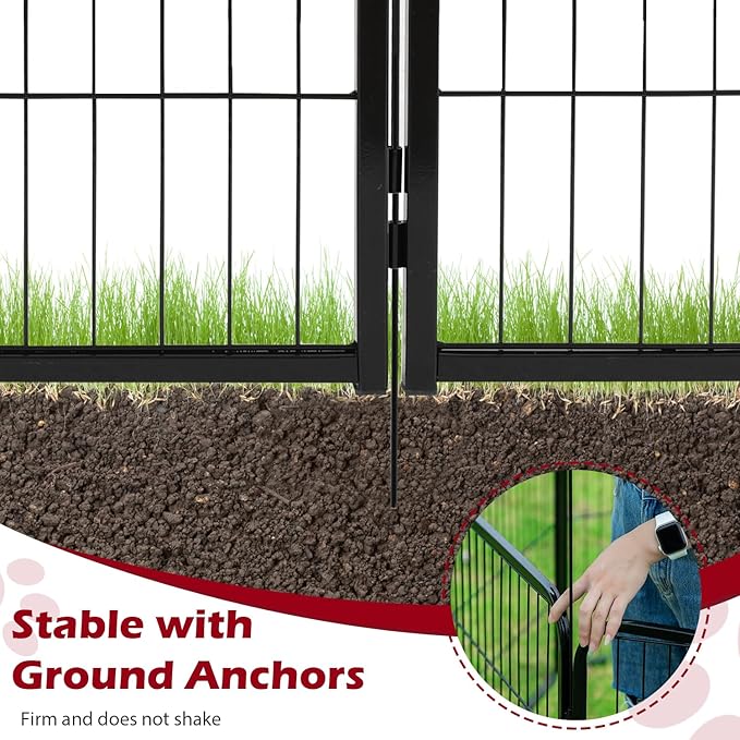 FDW Dog Playpen Dog Pen Dog Kennel 24 Panels 32 Inch Height Indoor Outdoor Folding Metal Portable Puppy Exercise Pen Heavy Duty Dog Fence for Yard Camping,Black